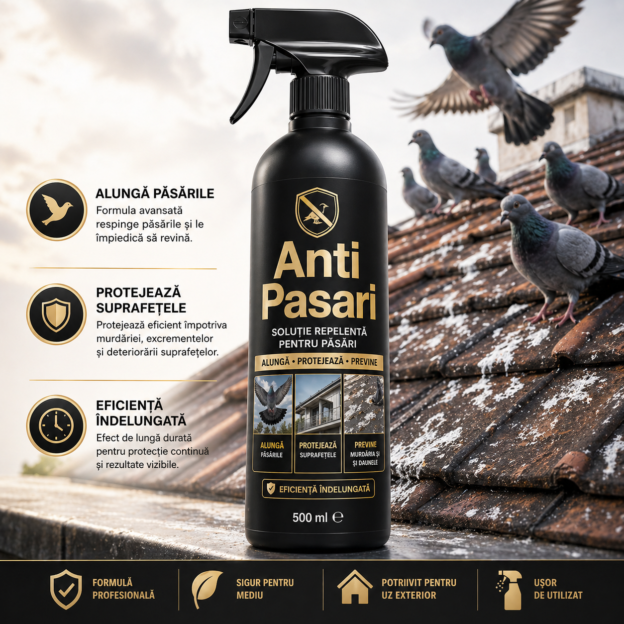 AntiPăsări – Soluție naturală împotriva Păsărilor | 500 ml